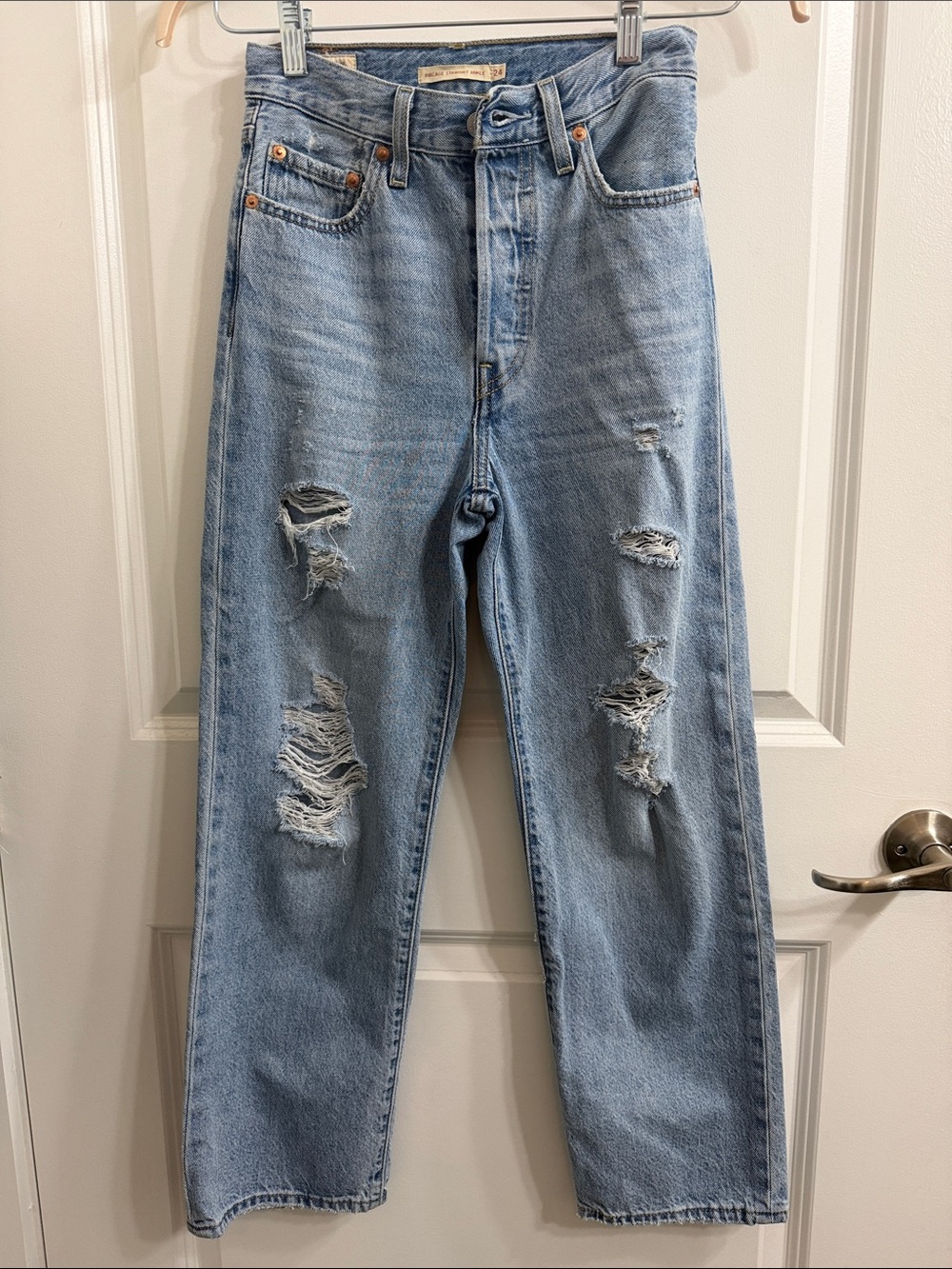 Light Ribcage Straight Ankle Jeans size 24